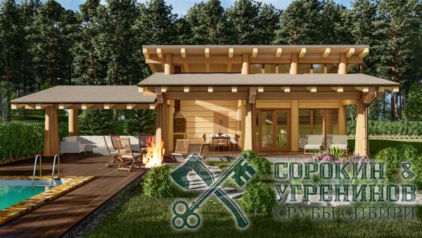 Баня 126,31м2, 12,5х14м, лафет 250мм