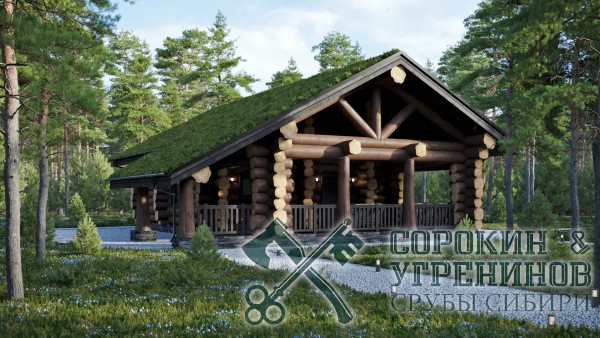 Баня 182,6м2, 12х15м, бревно 450мм