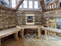 Баня 22м2, 6х6м, бревно 280мм, ХанБаня