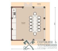 Беседка 39м2, 6х6м, бревно 400мм post&beam, беседка-барбекю Джойка