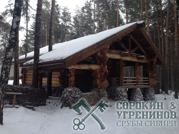 65 большая баня из больших кедровых бревен