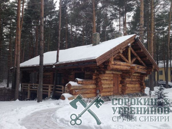 66 русская баня из больших бревен