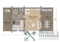 Баня Сахалин, площадь 94кв.м., размер сруба 6,8х14,6м, лафет сечением 250мм