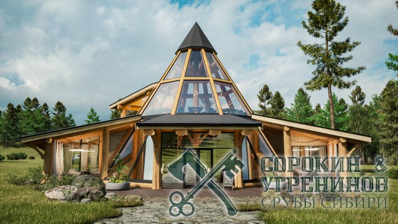 Ресторан Бриллиант площадью 391кв.м., размер сруба 20х20м, бревно диаметром 400мм