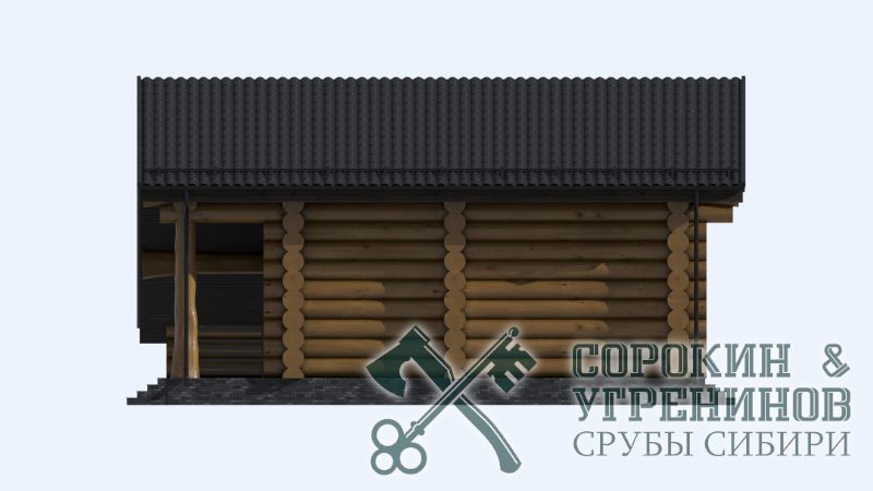 Баня Ямал площадью 39 кв.м., размер сруба 9,3х10,2 метра, бревно диаметром 300 мм