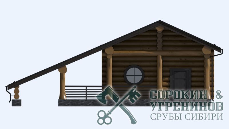 Баня Ямал площадью 39 кв.м., размер сруба 9,3х10,2 метра, бревно диаметром 300 мм