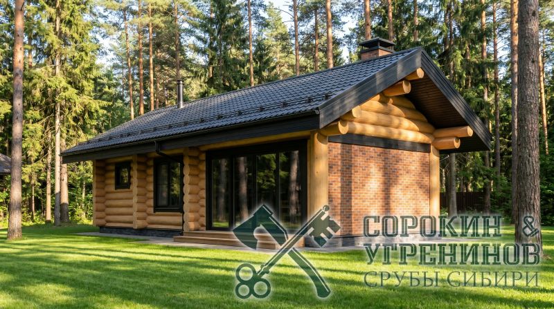 Баня Сочи площадью 45 кв.м., размер сруба 4,6х10,4 метра, бревно диаметром 280 мм Баня Сочи площадью 45 кв.м., размер сруба 4,6х10,4 метра, бревно диаметром 280 мм