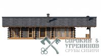 Баня Сандакчес площадью 128 кв.м., размер сруба 7,1х17,1 метра, бревно кело диаметром 300 мм