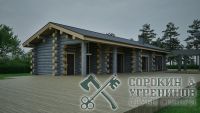 Баня Акташ площадью 144 кв.м., размер сруба 7,3х18,3 метра, бревно диаметром 300 мм