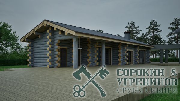 Баня Акташ площадью 144 кв.м., размер сруба 7,3х18,3 метра, бревно диаметром 300 мм