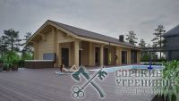 Баня Пенза площадью 149 кв.м., размер сруба 7,3х18,3 метра, лафет сечением 250 мм
