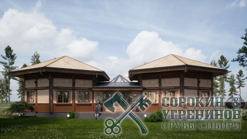 Банный комплекс Суздаль площадью 163 кв.м., размер сруба 18х18 метра, бревно диаметром 400 мм
