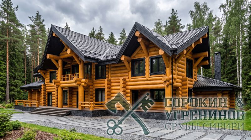 Дом Артыбаш площадью 786 кв.м., размер сруба 16х34 метра, бревно диаметром 450 мм Дом Артыбаш площадью 786 кв.м., размер сруба 16х34 метра, бревно диаметром 450 мм