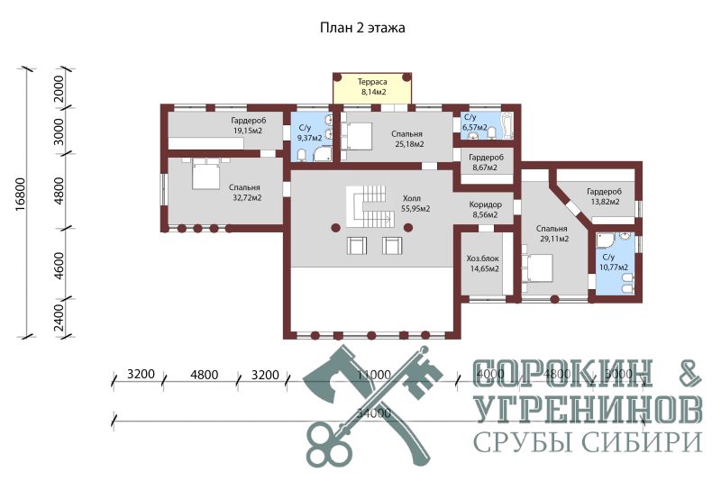 Дом Артыбаш площадью 786 кв.м., размер сруба 16х34 метра, бревно диаметром 450 мм Дом Артыбаш площадью 786 кв.м., размер сруба 16х34 метра, бревно диаметром 450 мм