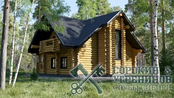 Дом 228м2, 12х12м, бревно 280мм, Кокшетау